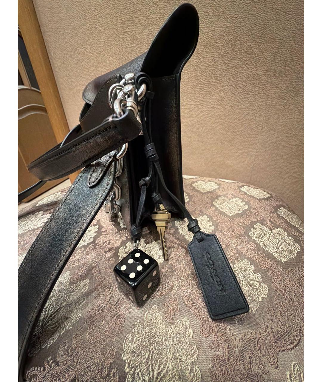 COACH Коричневая кожаная сумка через плечо, фото 6