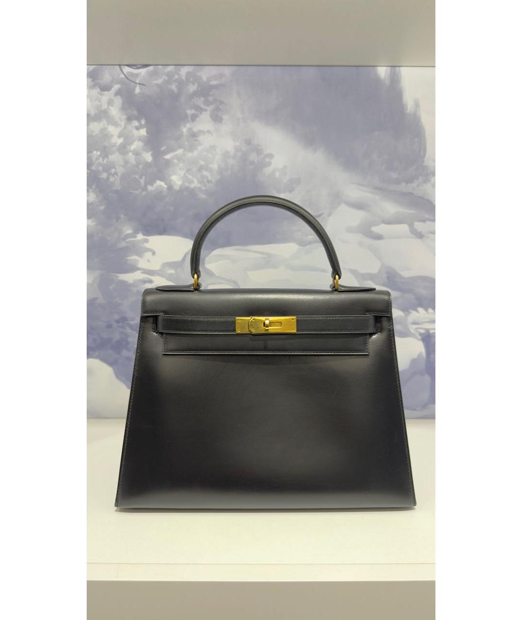 HERMES Черная кожаная сумка с короткими ручками, фото 7