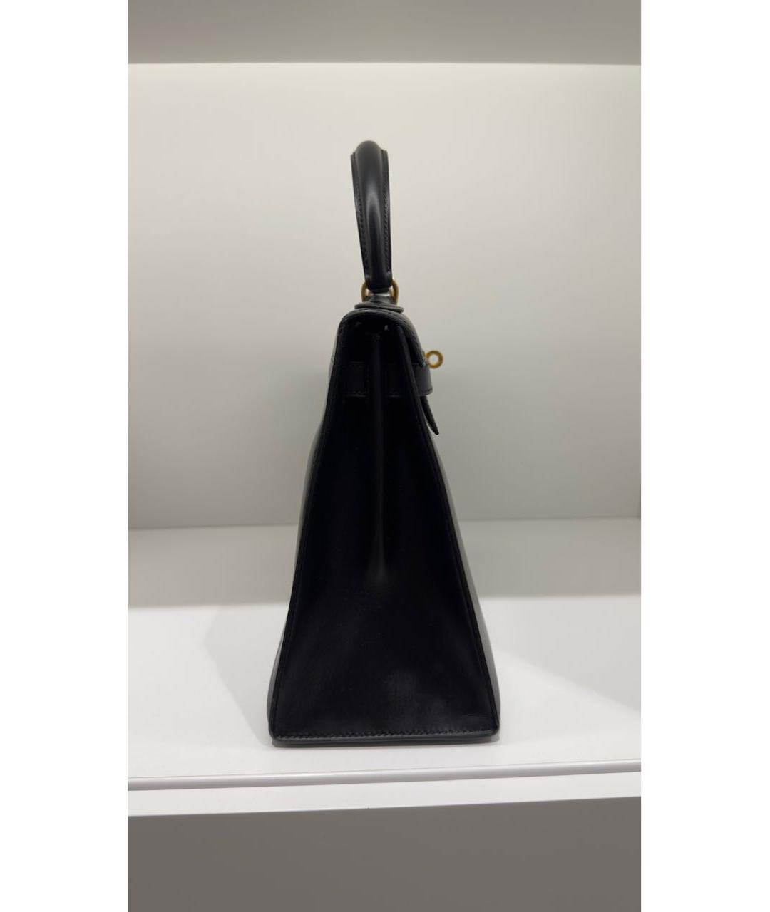 HERMES Черная кожаная сумка с короткими ручками, фото 4