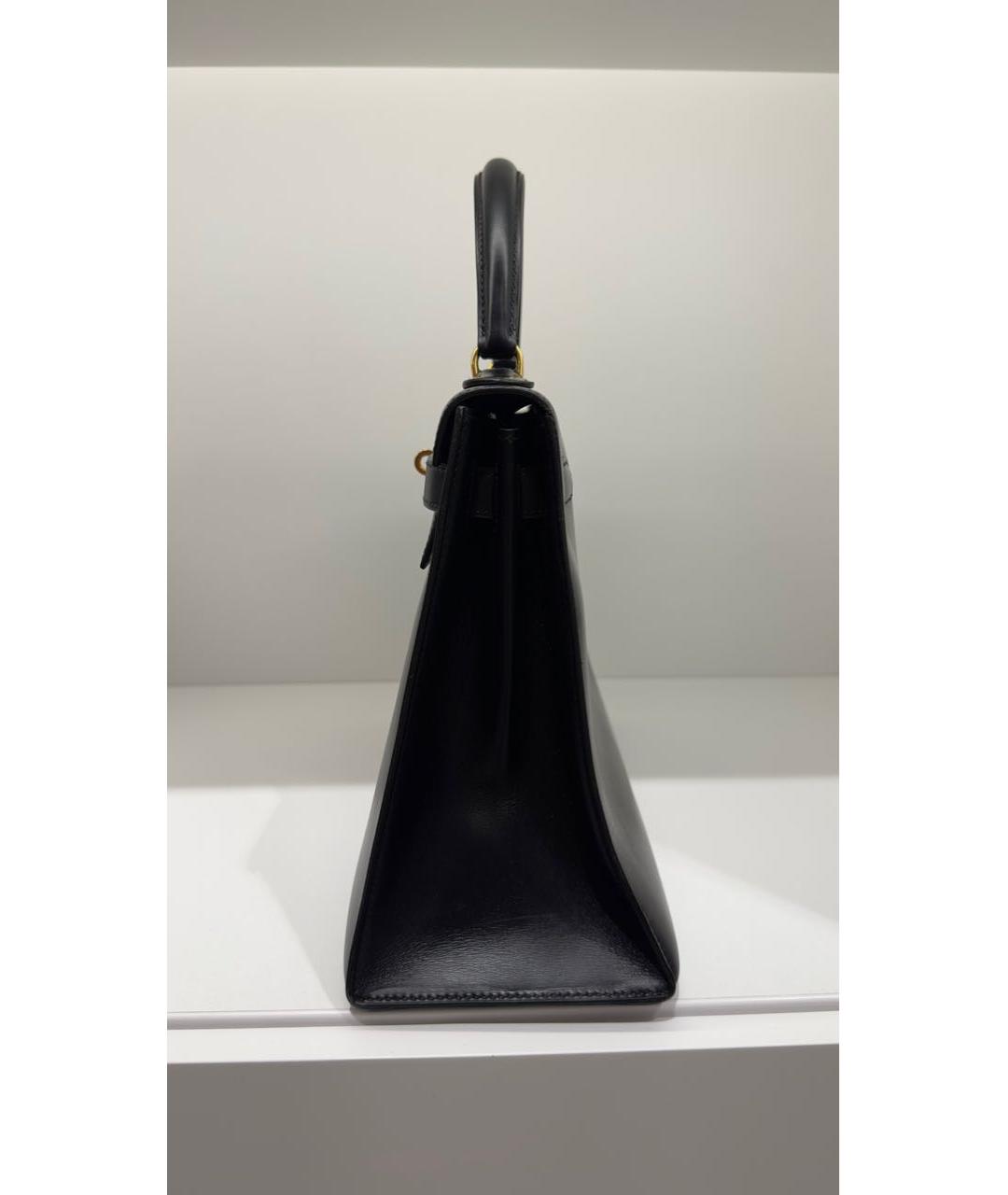 HERMES Черная кожаная сумка с короткими ручками, фото 5