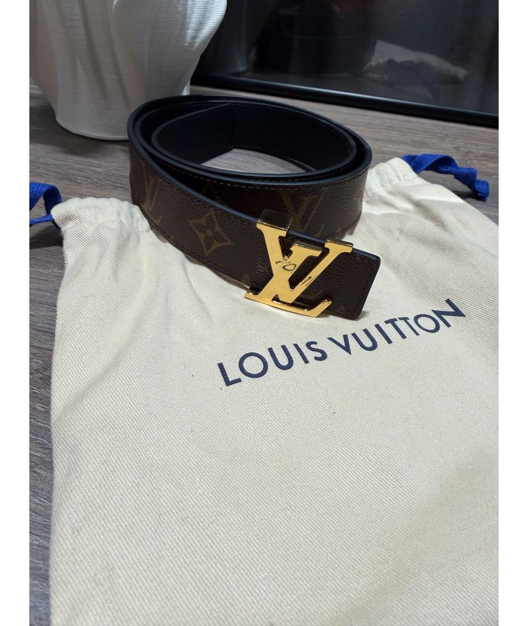 LOUIS VUITTON Коричневый кожаный ремень, фото 4