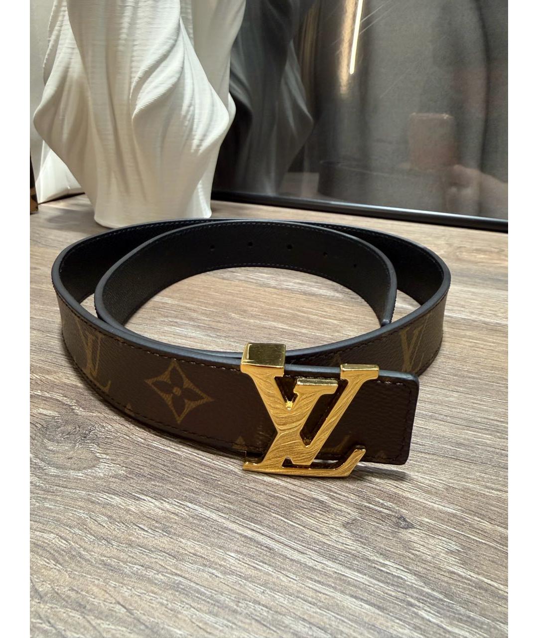 LOUIS VUITTON Коричневый кожаный ремень, фото 5