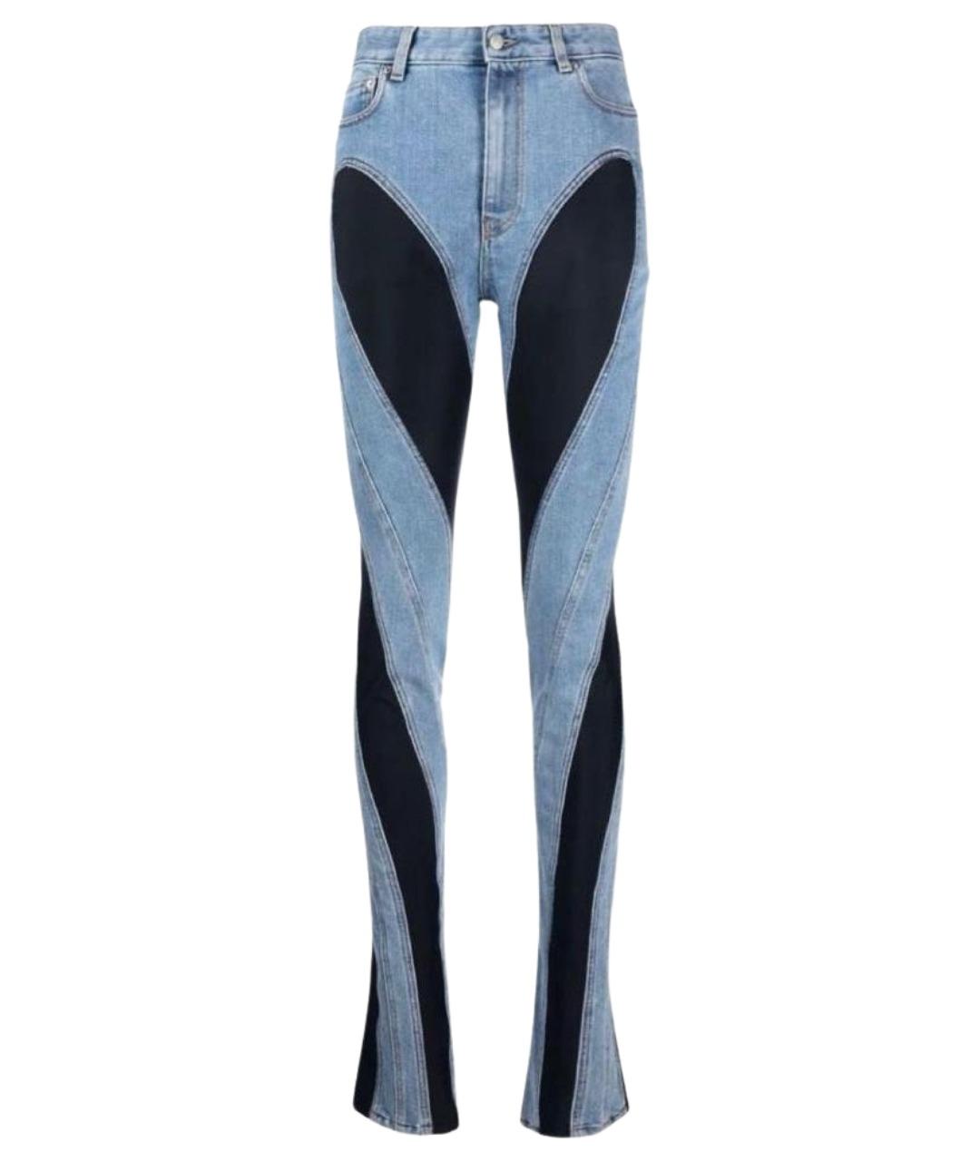 MUGLER Голубые хлопко-полиэстеровые джинсы слим, фото 1