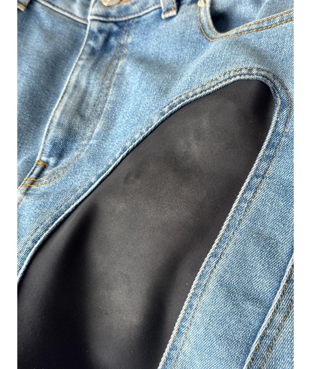 MUGLER Голубые хлопко-полиэстеровые джинсы слим, фото 8
