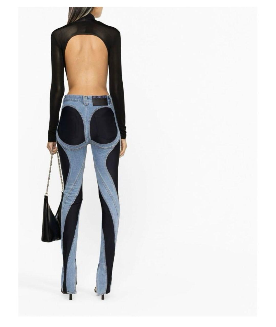 MUGLER Голубые хлопко-полиэстеровые джинсы слим, фото 2