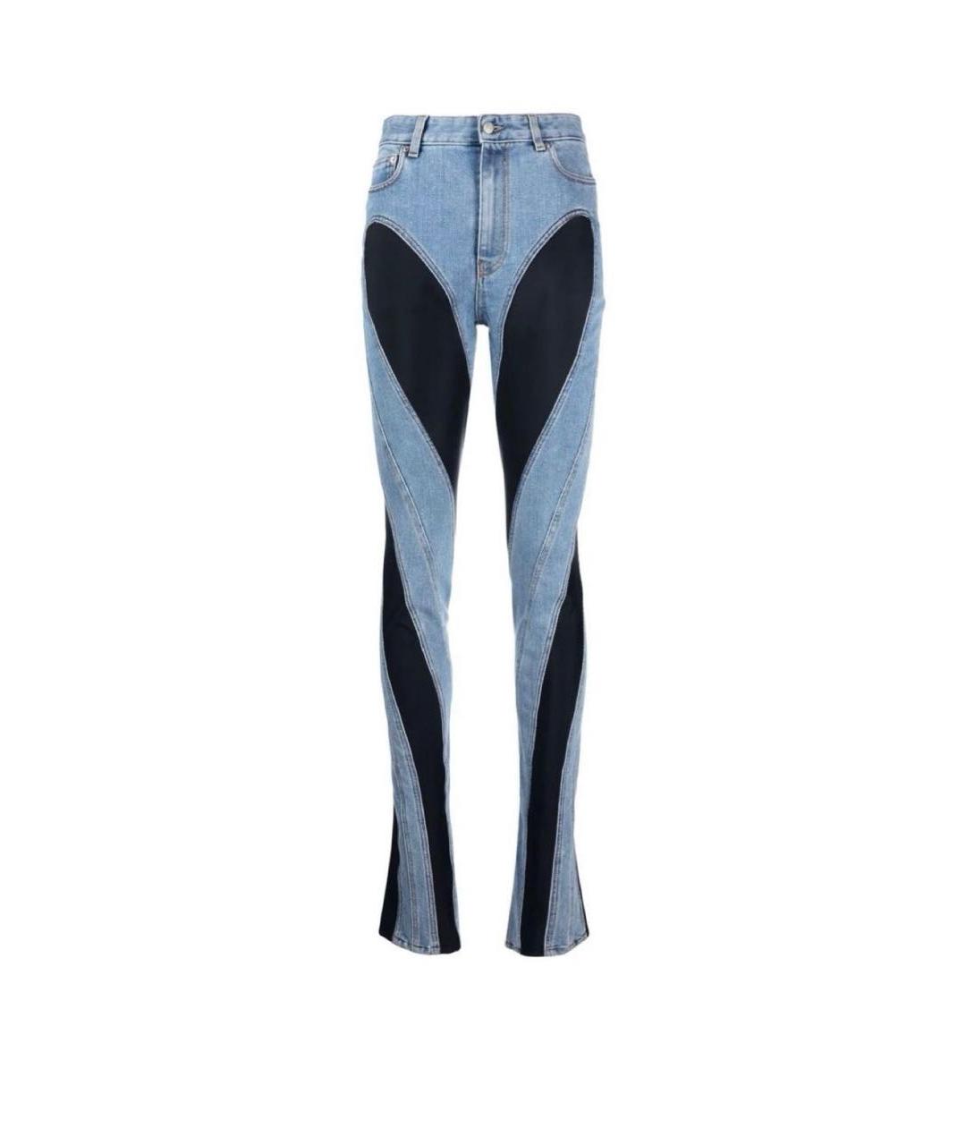 MUGLER Голубые хлопко-полиэстеровые джинсы слим, фото 9