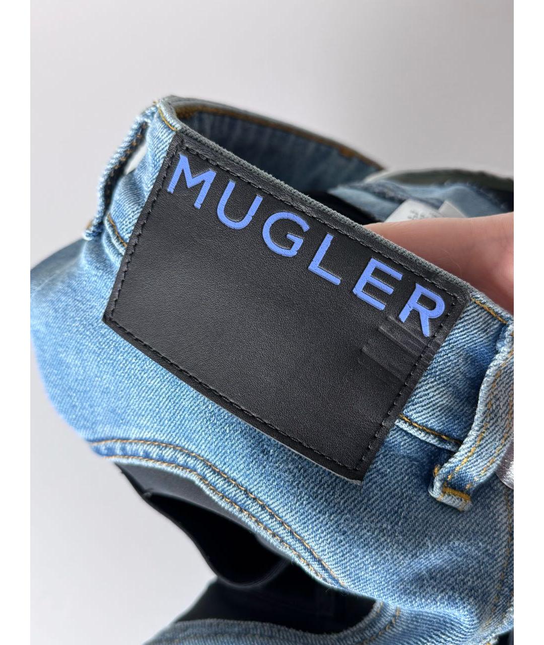 MUGLER Голубые хлопко-полиэстеровые джинсы слим, фото 5