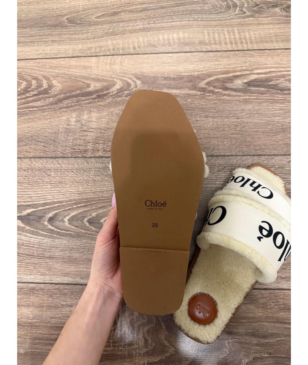CHLOE Бежевые шлепанцы, фото 5