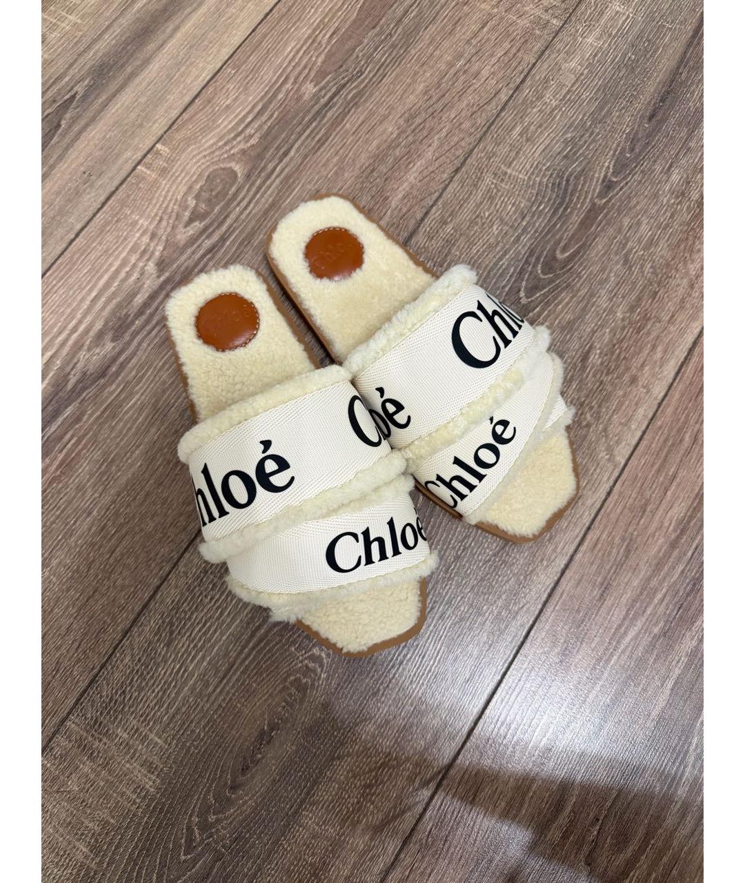CHLOE Бежевые шлепанцы, фото 3