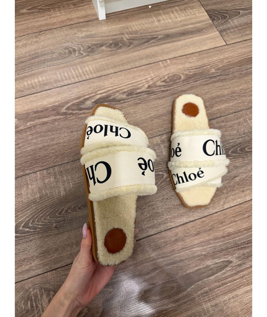 CHLOE Бежевые шлепанцы, фото 4