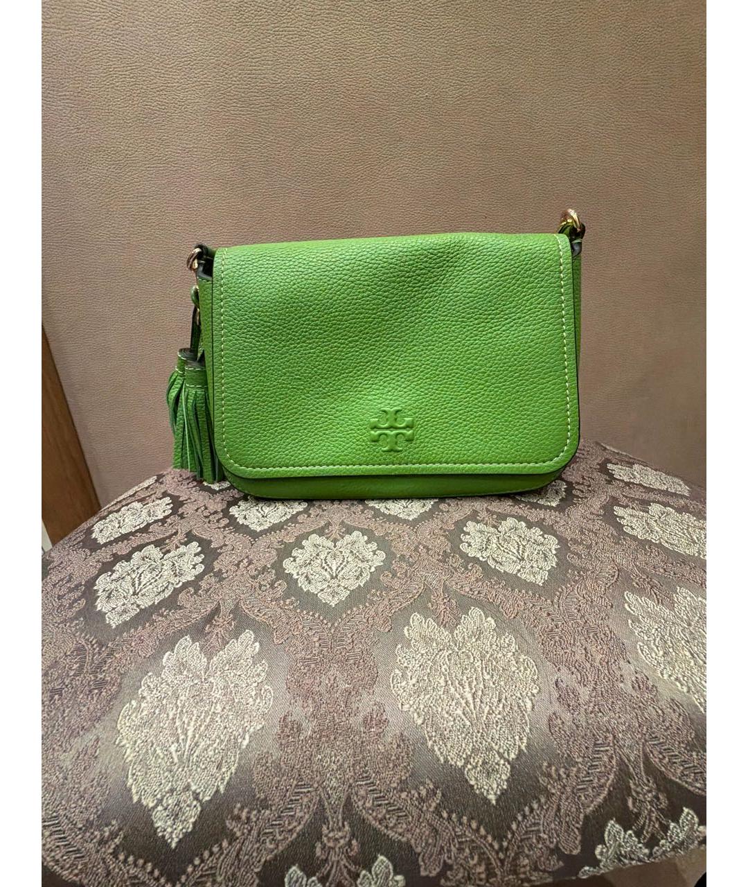 TORY BURCH Зеленая кожаная сумка через плечо, фото 6