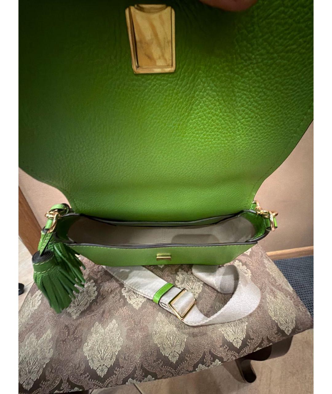 TORY BURCH Зеленая кожаная сумка через плечо, фото 4