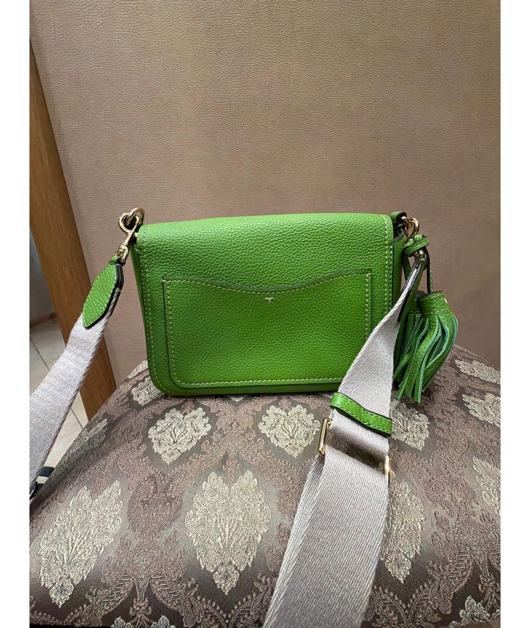 TORY BURCH Зеленая кожаная сумка через плечо, фото 3