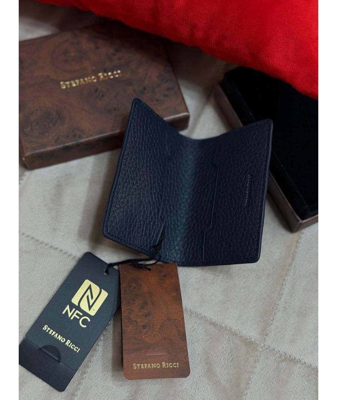 STEFANO RICCI Темно-синий кожаный кошелек, фото 5