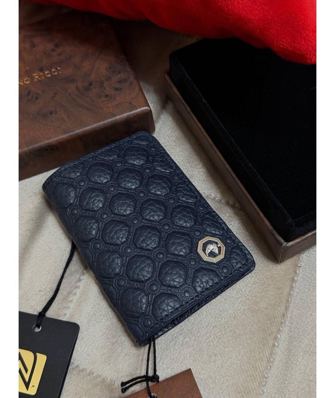 STEFANO RICCI Темно-синий кожаный кошелек, фото 7