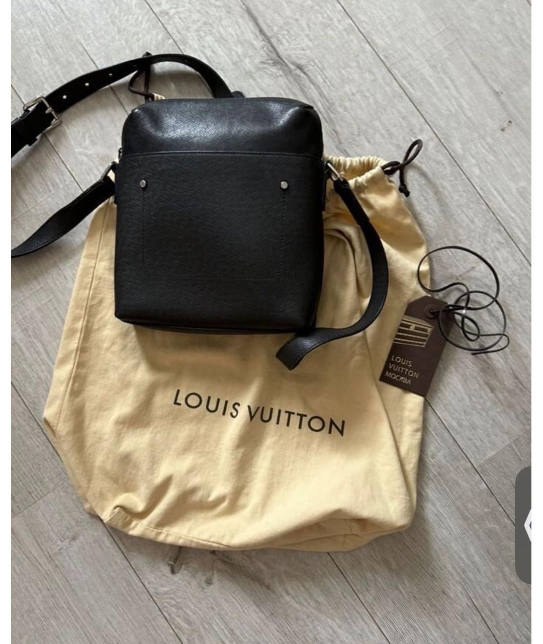 LOUIS VUITTON Черная кожаная сумка на плечо, фото 2