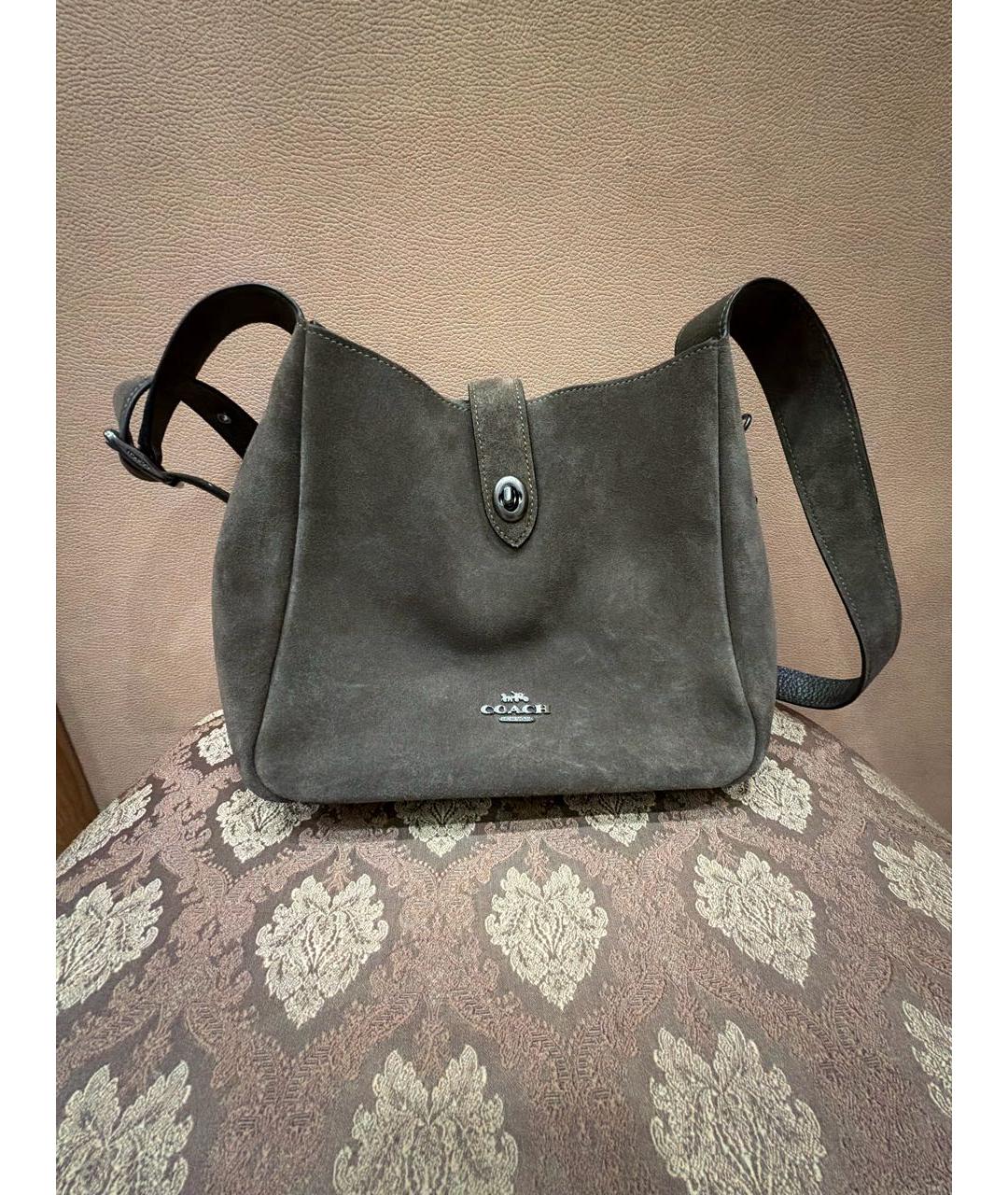 COACH Хаки замшевая сумка тоут, фото 5