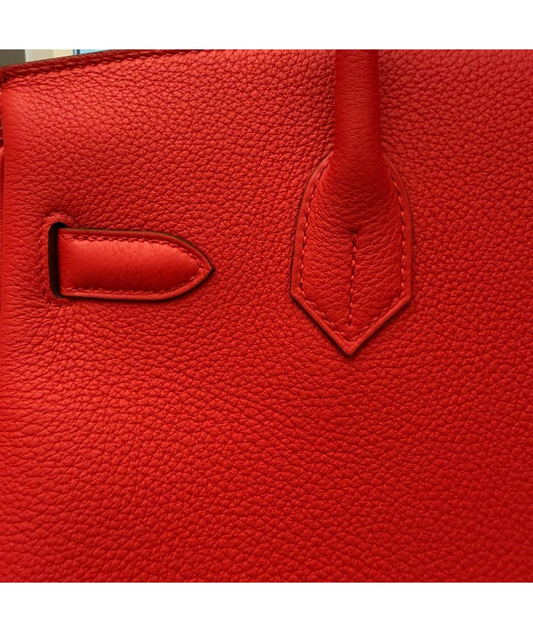 HERMES Красная кожаная сумка с короткими ручками, фото 6