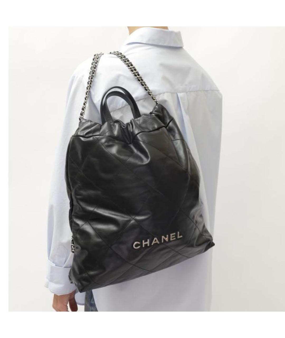 CHANEL Черный кожаный рюкзак, фото 6