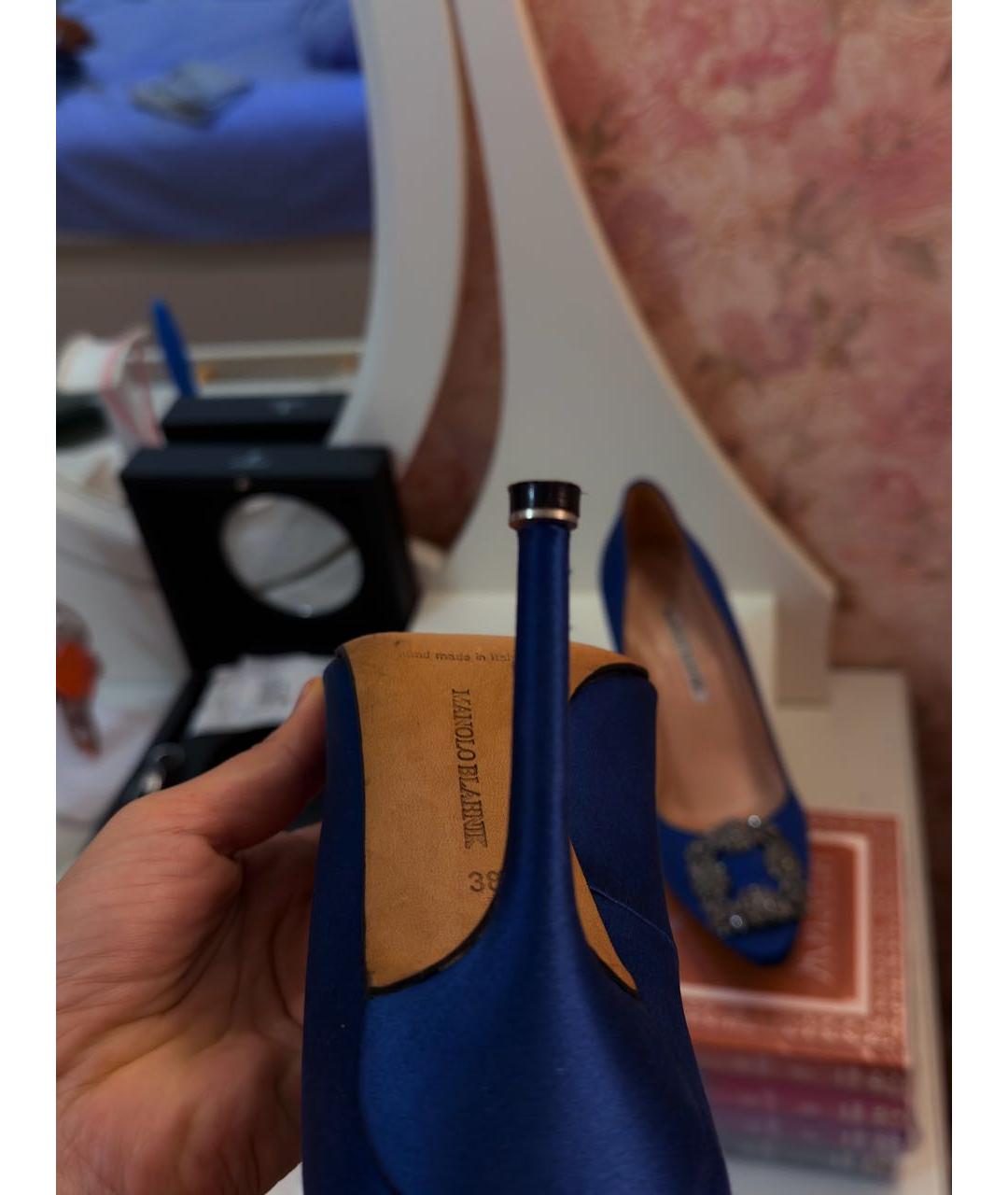 MANOLO BLAHNIK Синие текстильные туфли, фото 3