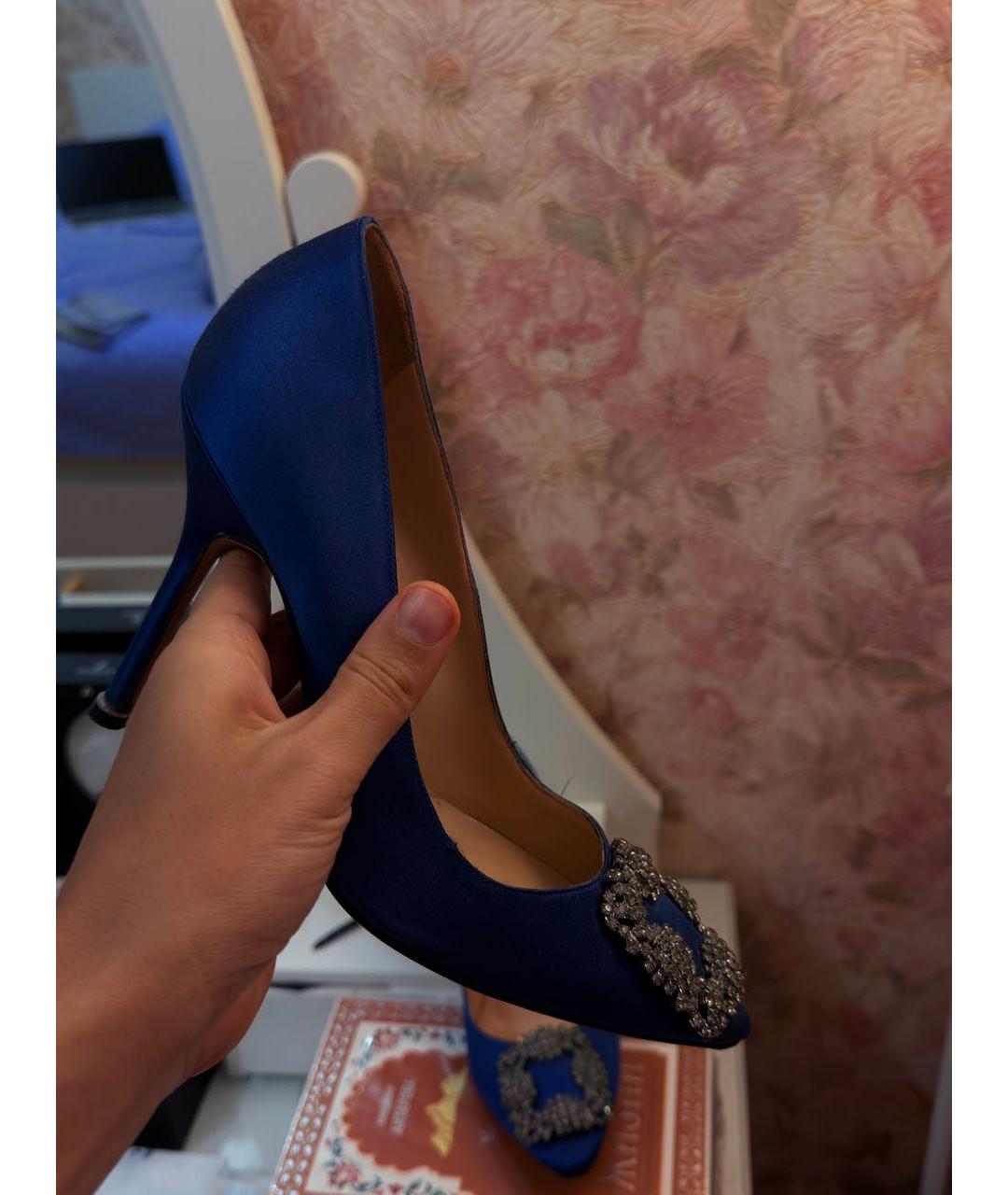 MANOLO BLAHNIK Синие текстильные туфли, фото 2