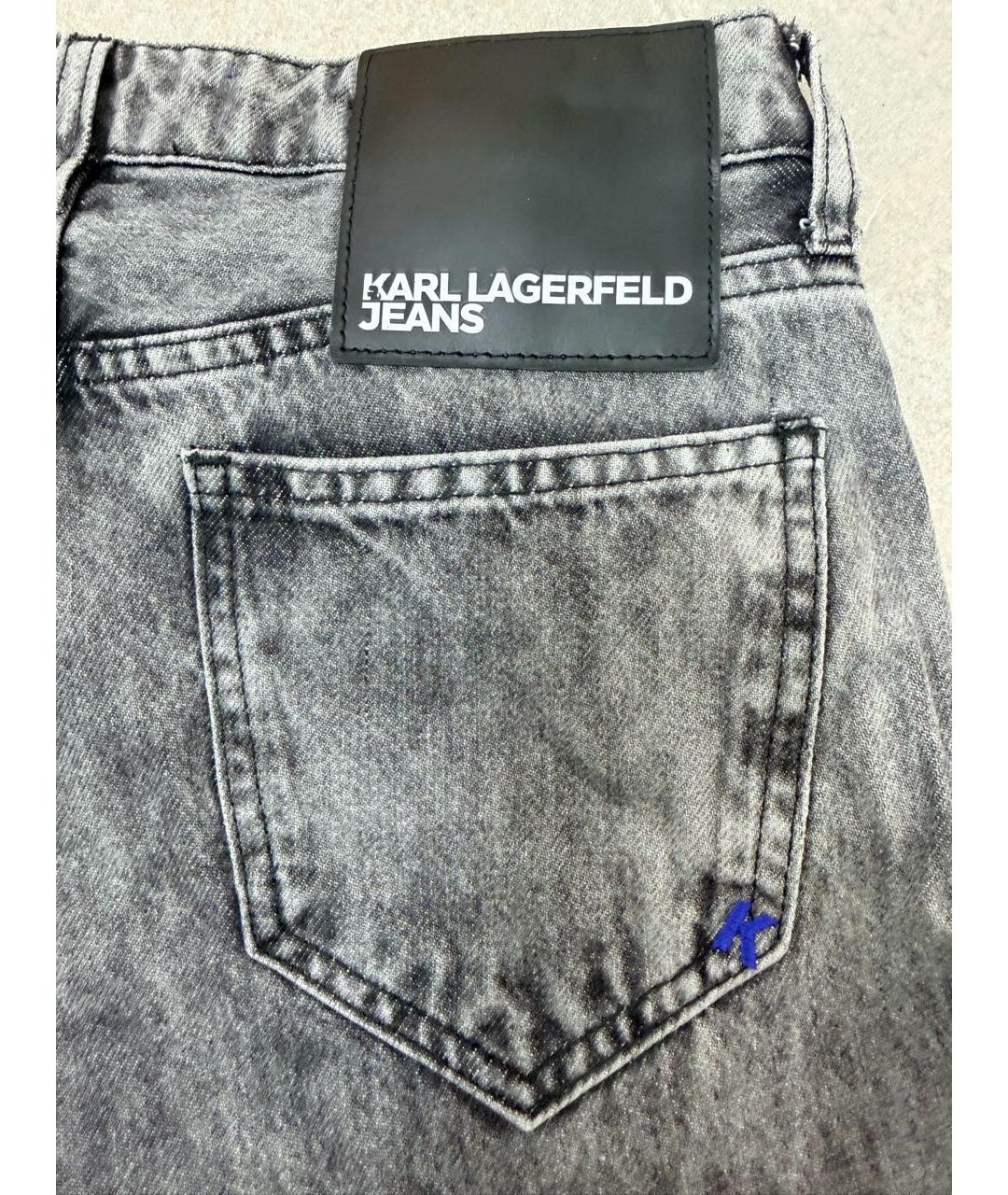 KARL LAGERFELD Антрацитовые хлопковые прямые джинсы, фото 4