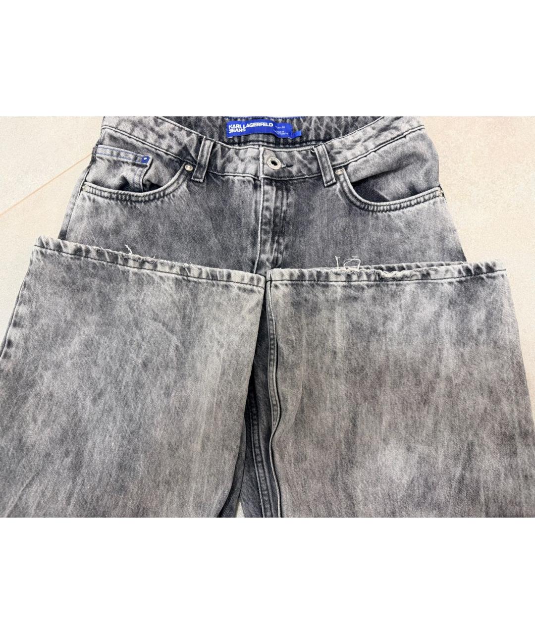 KARL LAGERFELD Антрацитовые хлопковые прямые джинсы, фото 8