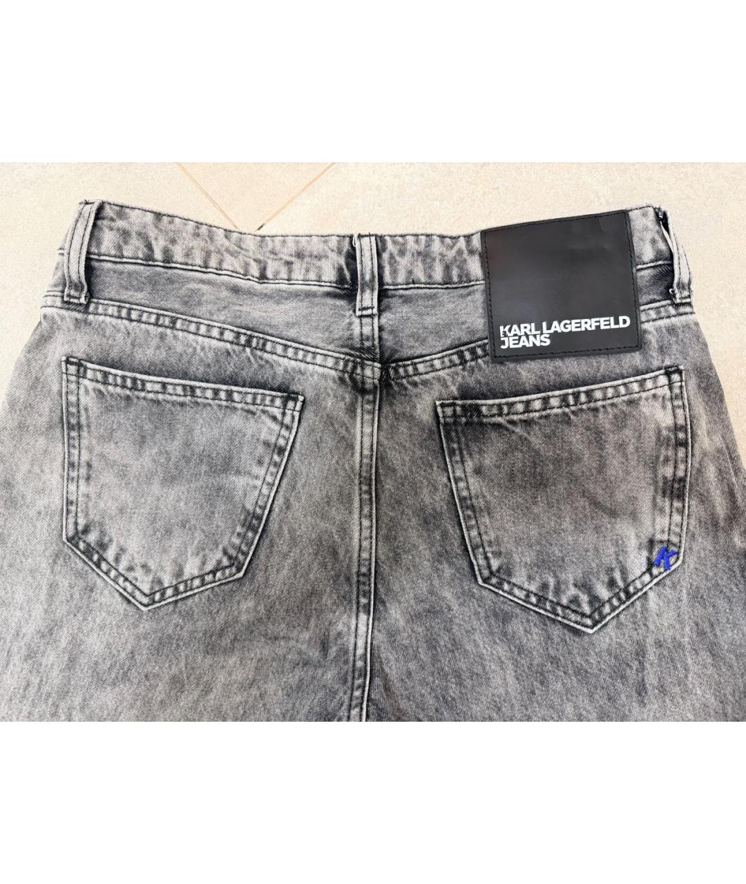 KARL LAGERFELD Антрацитовые хлопковые прямые джинсы, фото 7