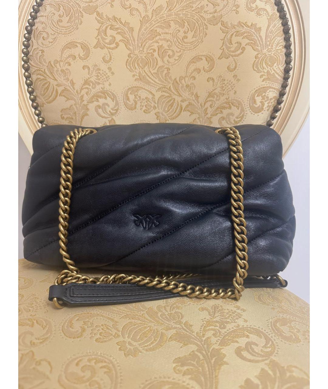 PINKO Черная кожаная сумка через плечо, фото 3