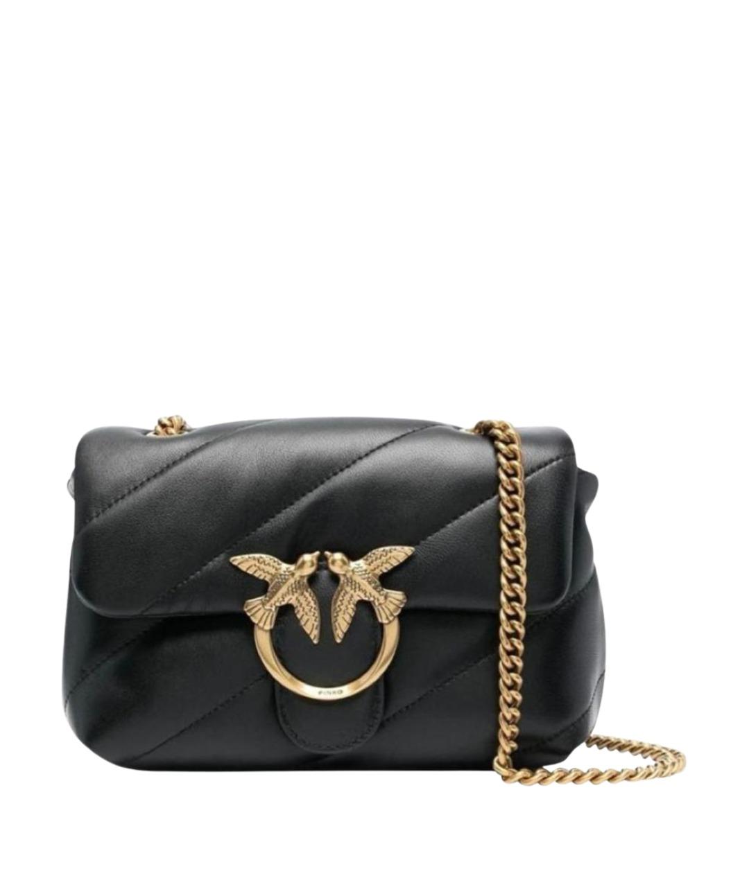 PINKO Черная кожаная сумка через плечо, фото 1