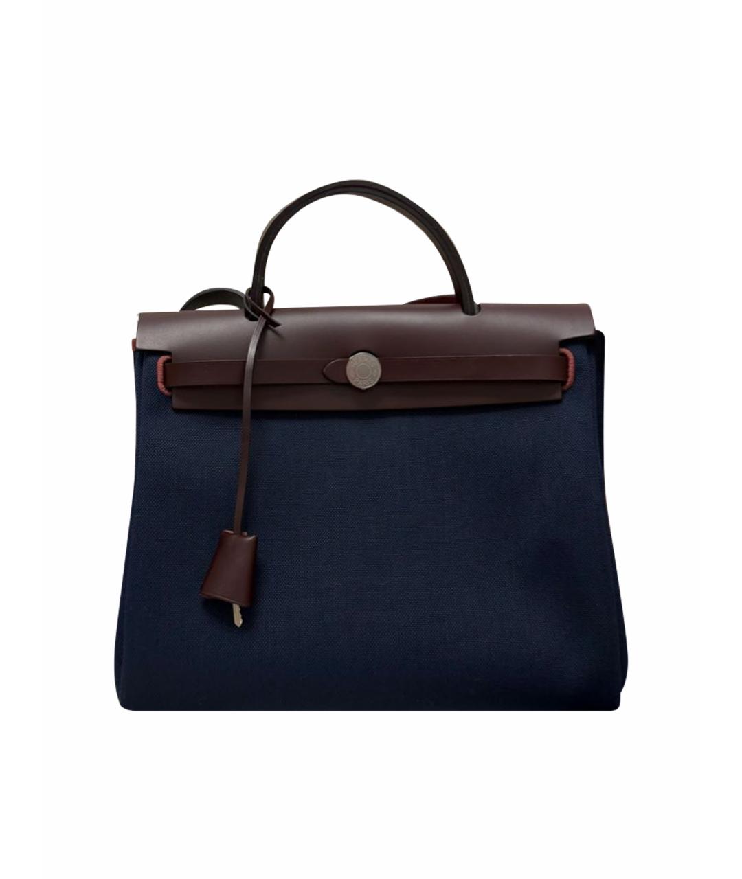 HERMES Темно-синяя тканевая сумка через плечо, фото 1