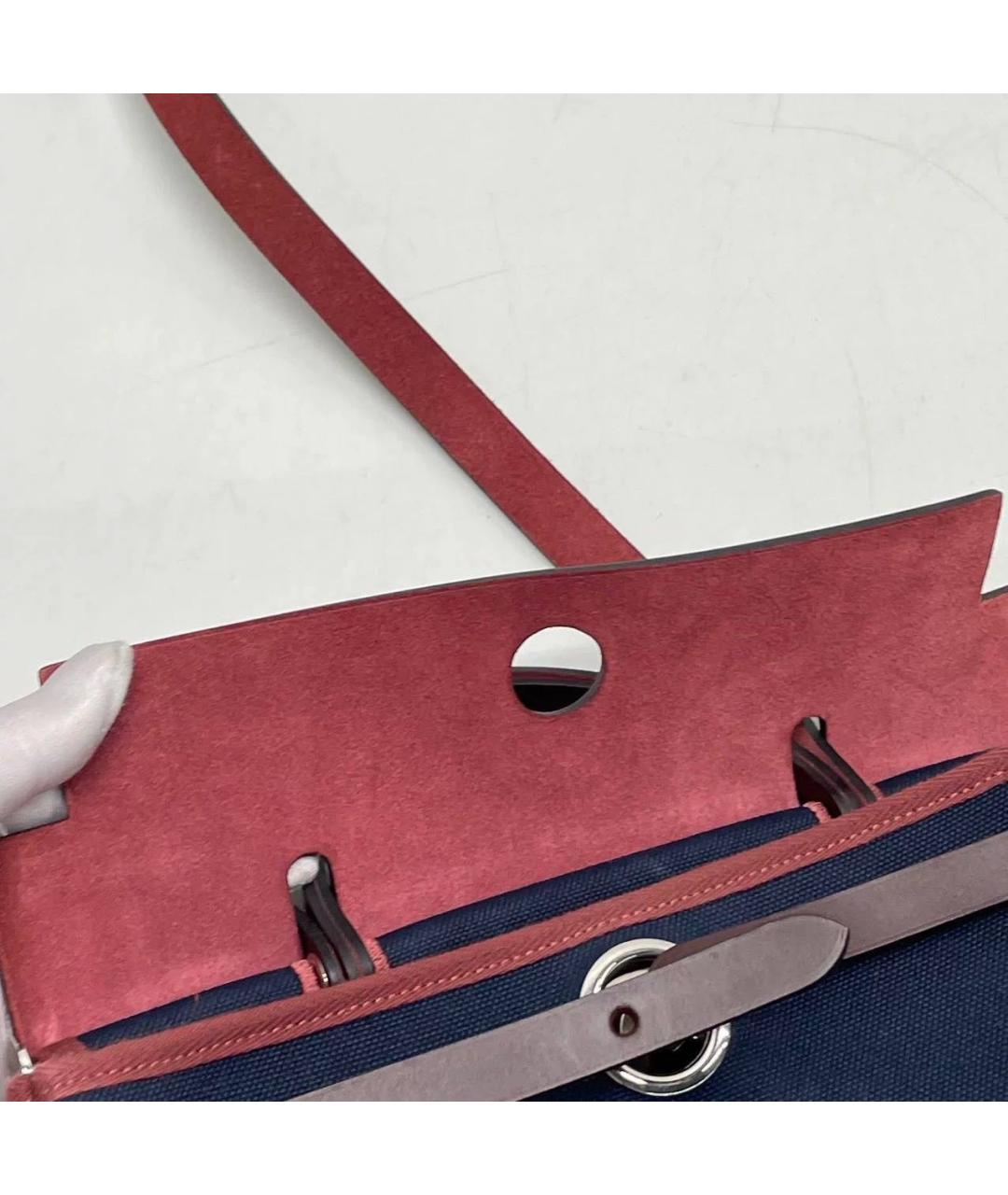 HERMES Темно-синяя тканевая сумка через плечо, фото 3