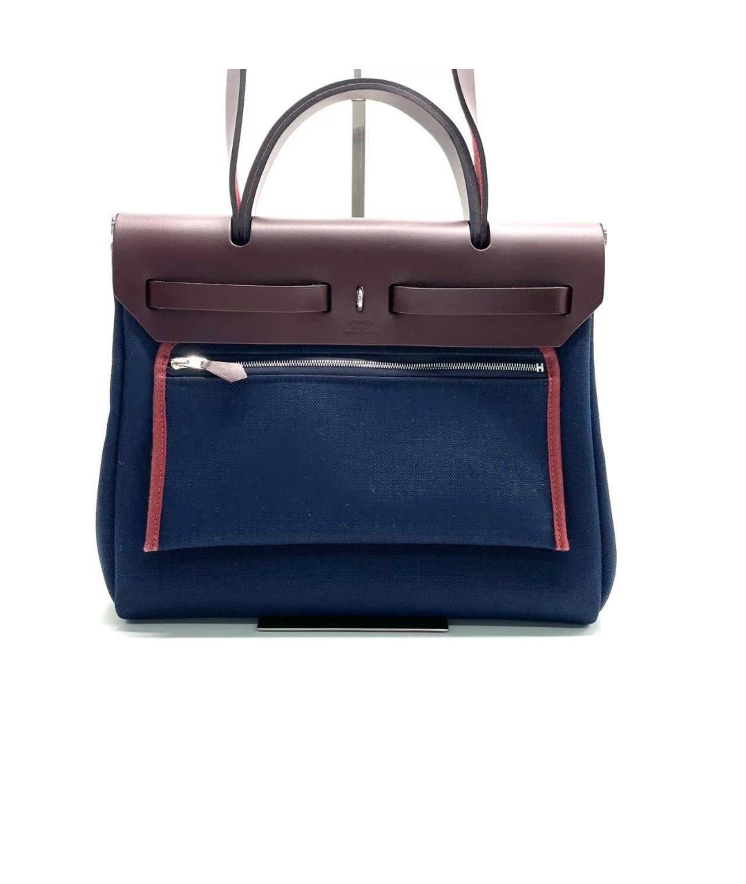 HERMES Темно-синяя тканевая сумка через плечо, фото 5