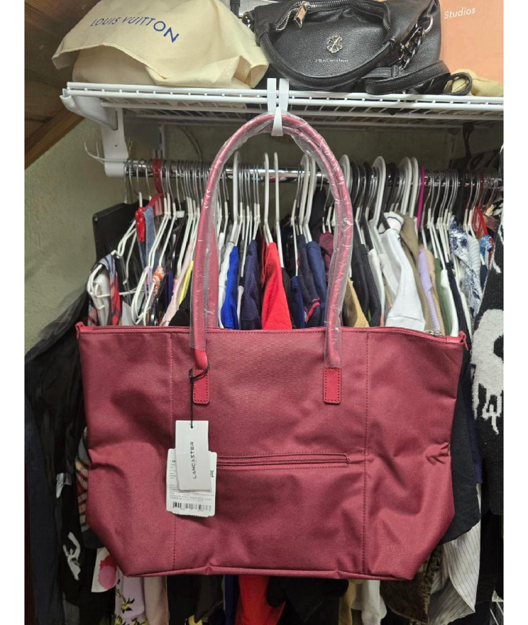 LANCASTER Бордовая сумка тоут, фото 3