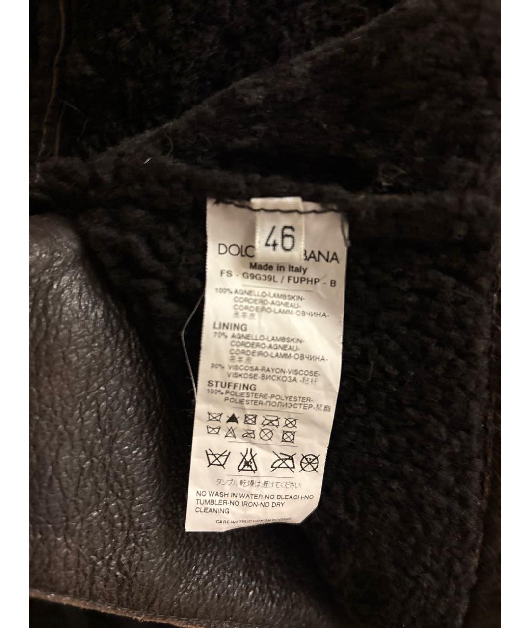 DOLCE&GABBANA Коричневая кожаная дубленка/шуба, фото 6