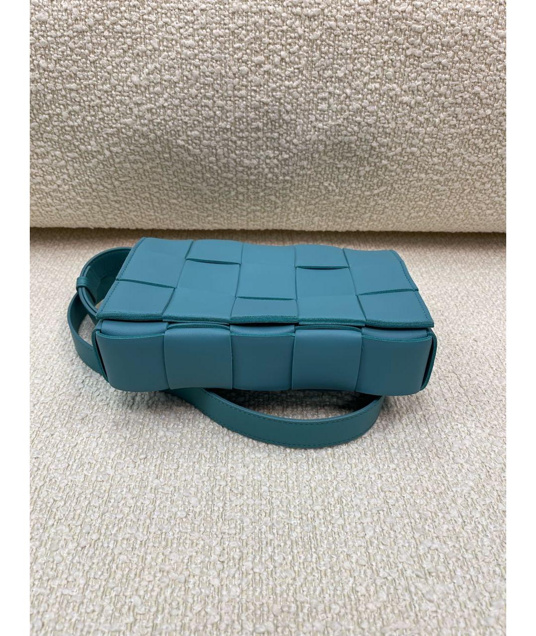 BOTTEGA VENETA Голубая кожаная сумка с короткими ручками, фото 6