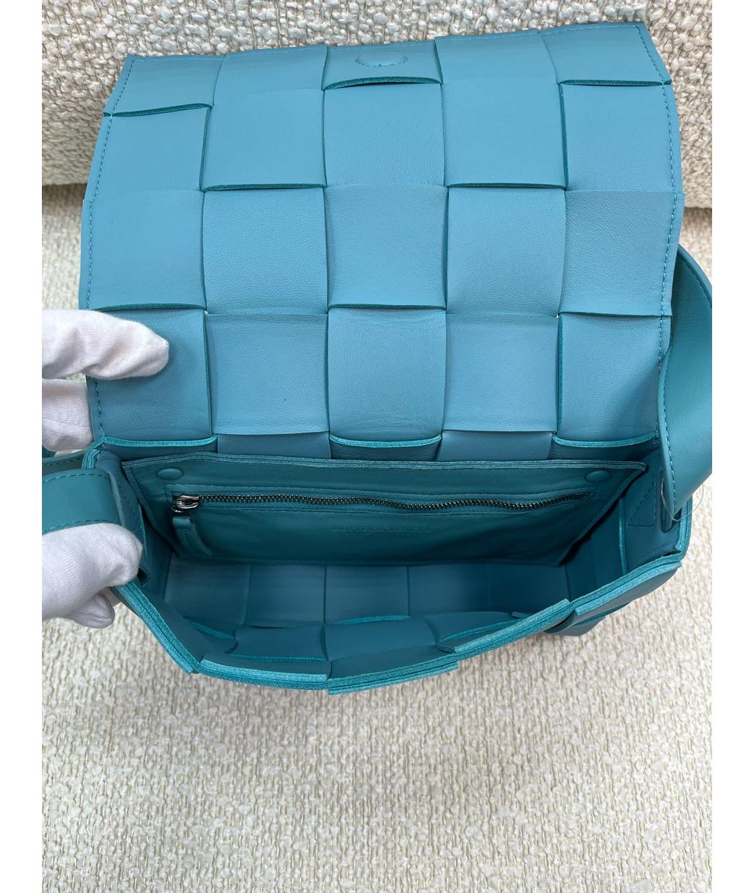 BOTTEGA VENETA Голубая кожаная сумка с короткими ручками, фото 4
