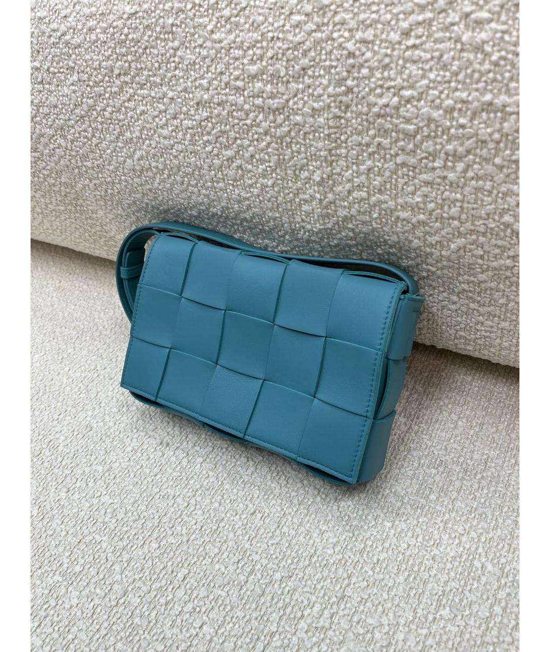 BOTTEGA VENETA Голубая кожаная сумка с короткими ручками, фото 5