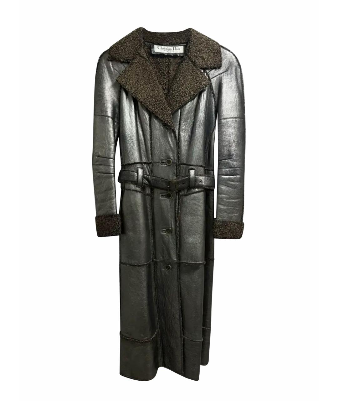 CHRISTIAN DIOR Серая кожаная дубленка, фото 1