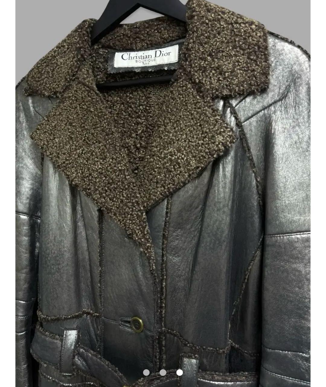 CHRISTIAN DIOR Серая кожаная дубленка, фото 3
