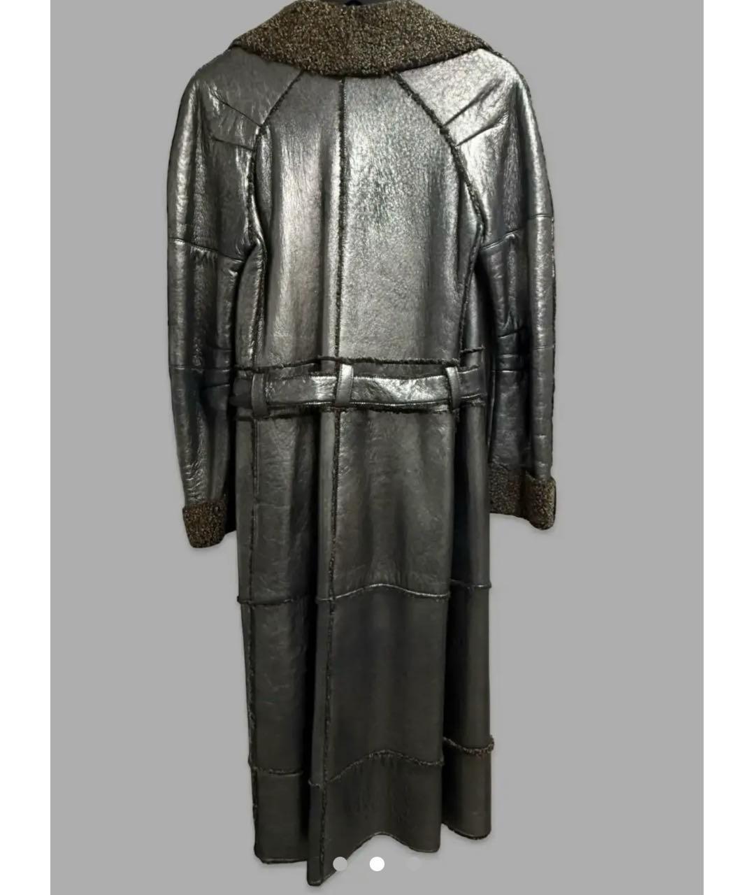 CHRISTIAN DIOR Серая кожаная дубленка, фото 2