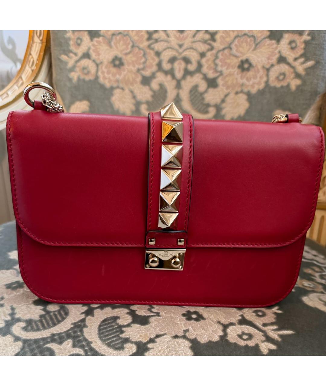 VALENTINO Красная кожаная сумка через плечо, фото 7