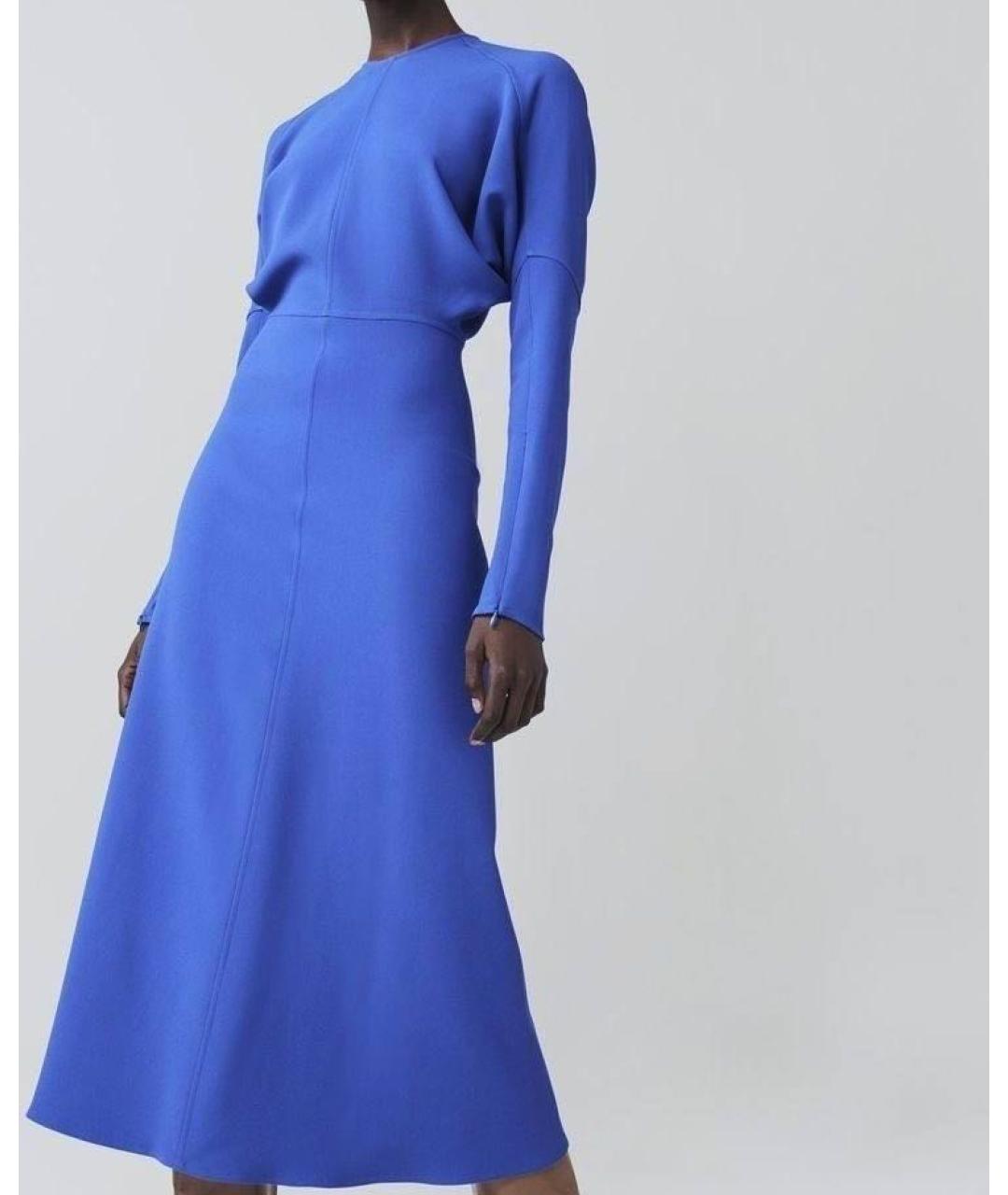 VICTORIA BECKHAM Синее ацетатное повседневное платье, фото 3