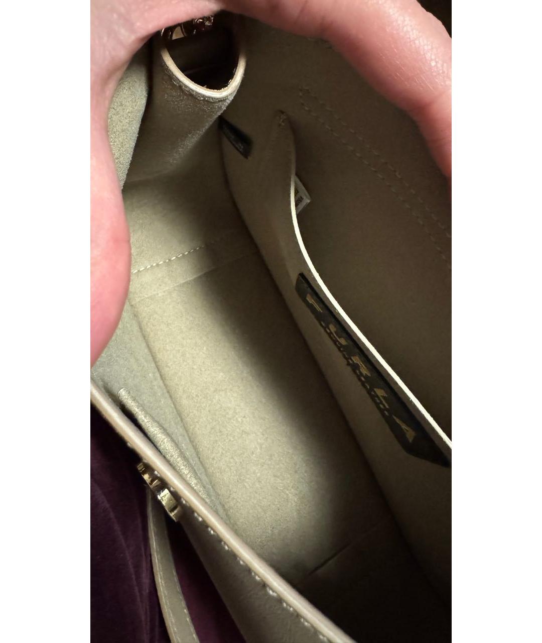 FURLA Бежевая кожаная сумка с короткими ручками, фото 5