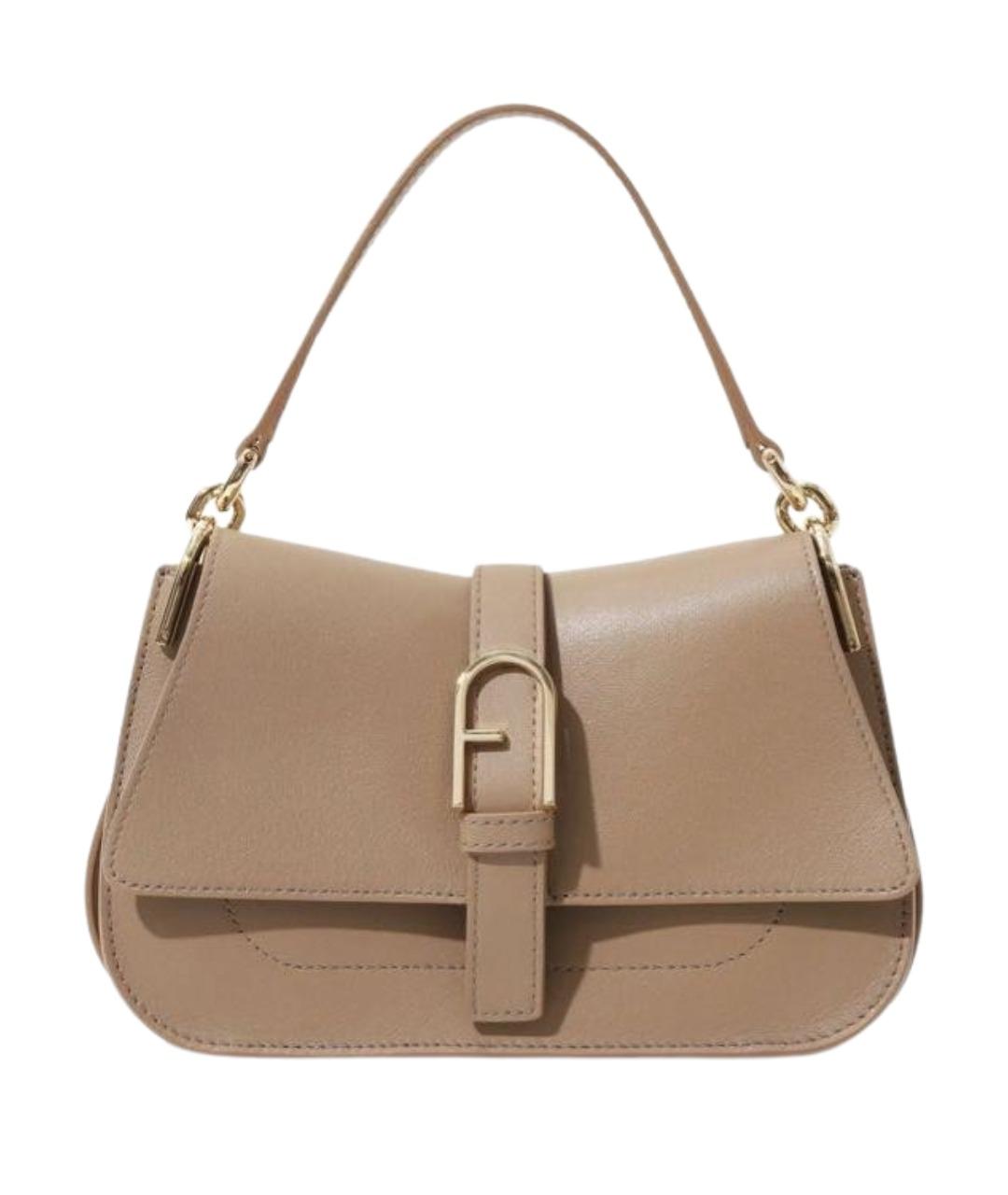 FURLA Бежевая кожаная сумка с короткими ручками, фото 1