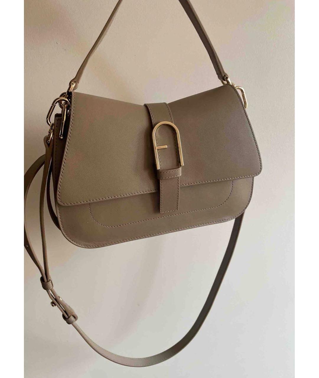 FURLA Бежевая кожаная сумка с короткими ручками, фото 2