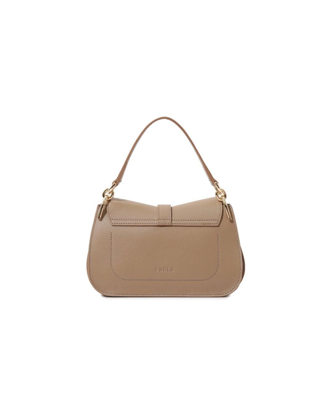 FURLA Бежевая кожаная сумка с короткими ручками, фото 3