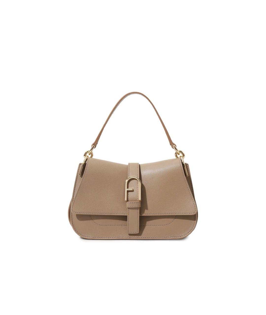 FURLA Бежевая кожаная сумка с короткими ручками, фото 8