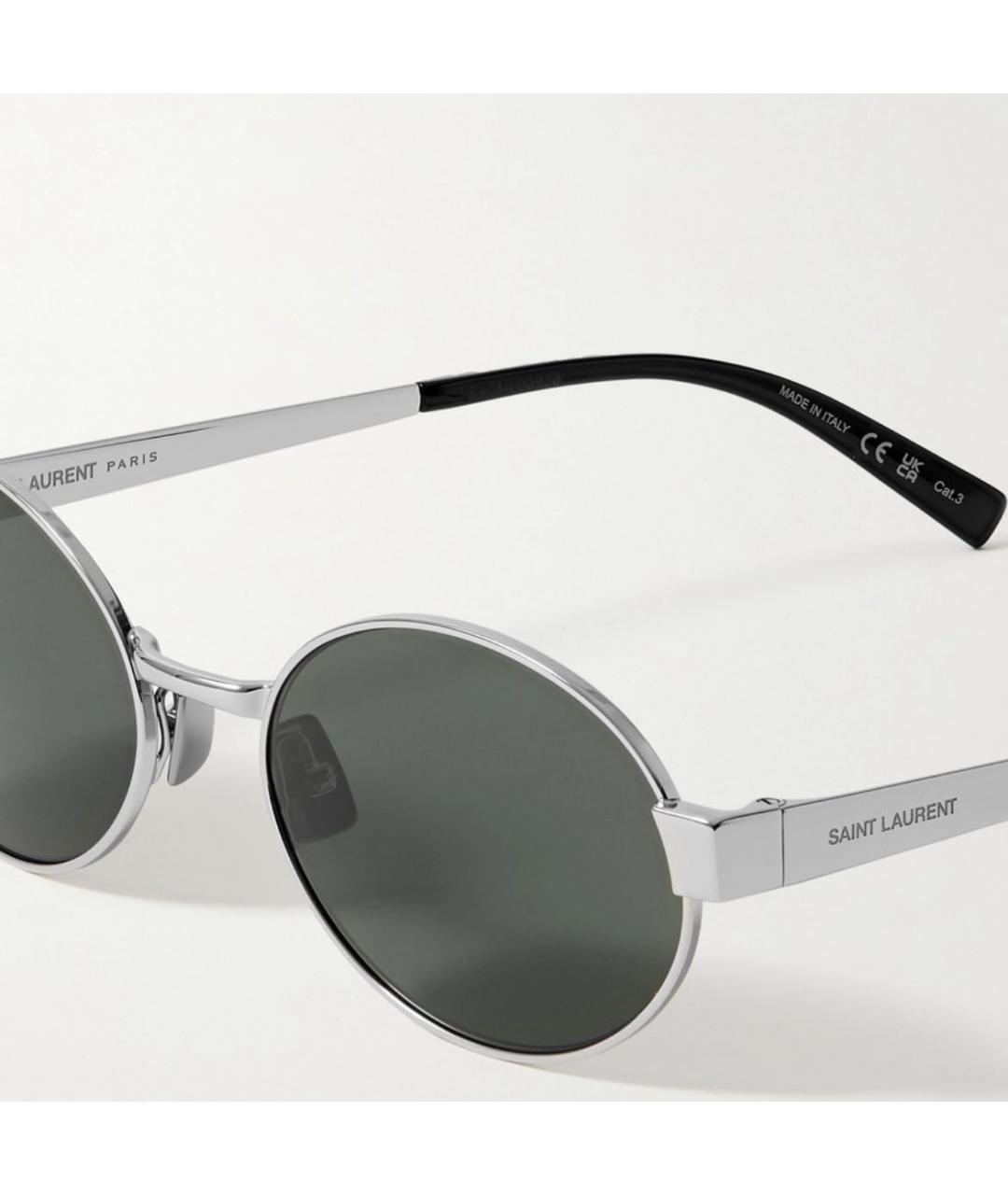 SAINT LAURENT Серебряные металлические солнцезащитные очки, фото 2