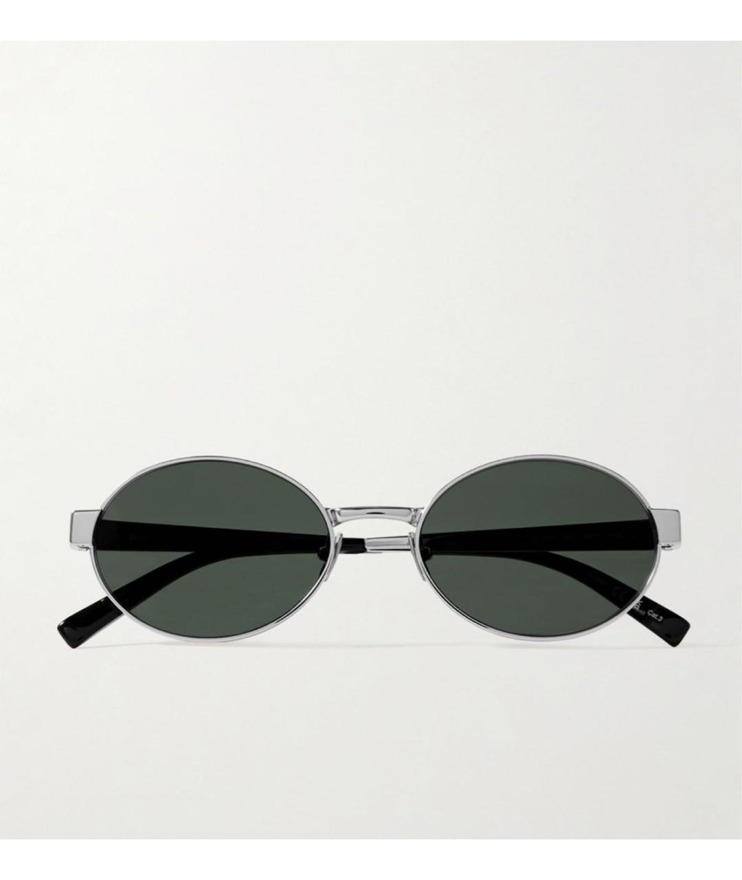 SAINT LAURENT Серебряные металлические солнцезащитные очки, фото 7